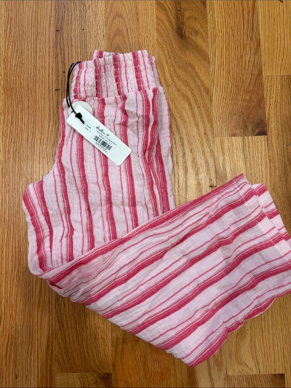 Kids Pink Striped Cotton Pants